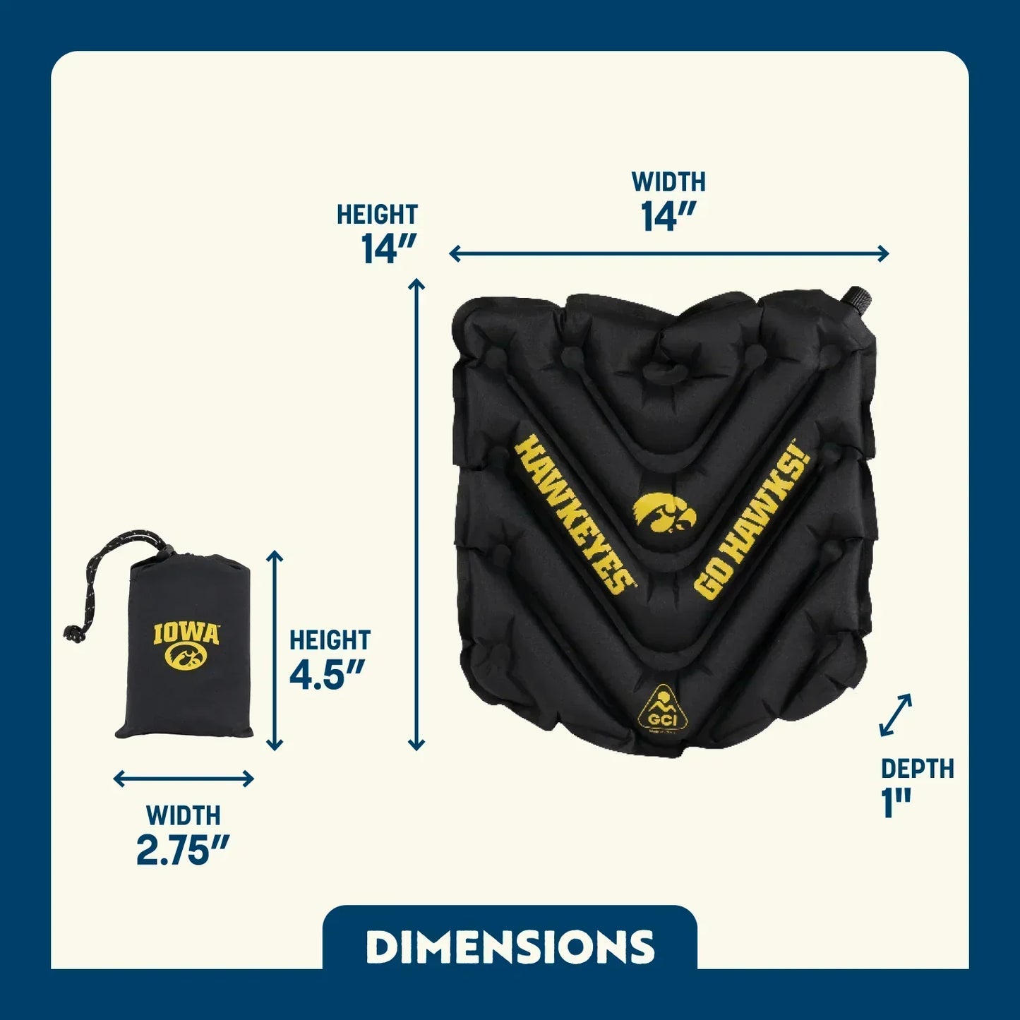 College V Seat™ Inflatable Stadium Cushion - Iowa Hawkeyes - Ready Routine