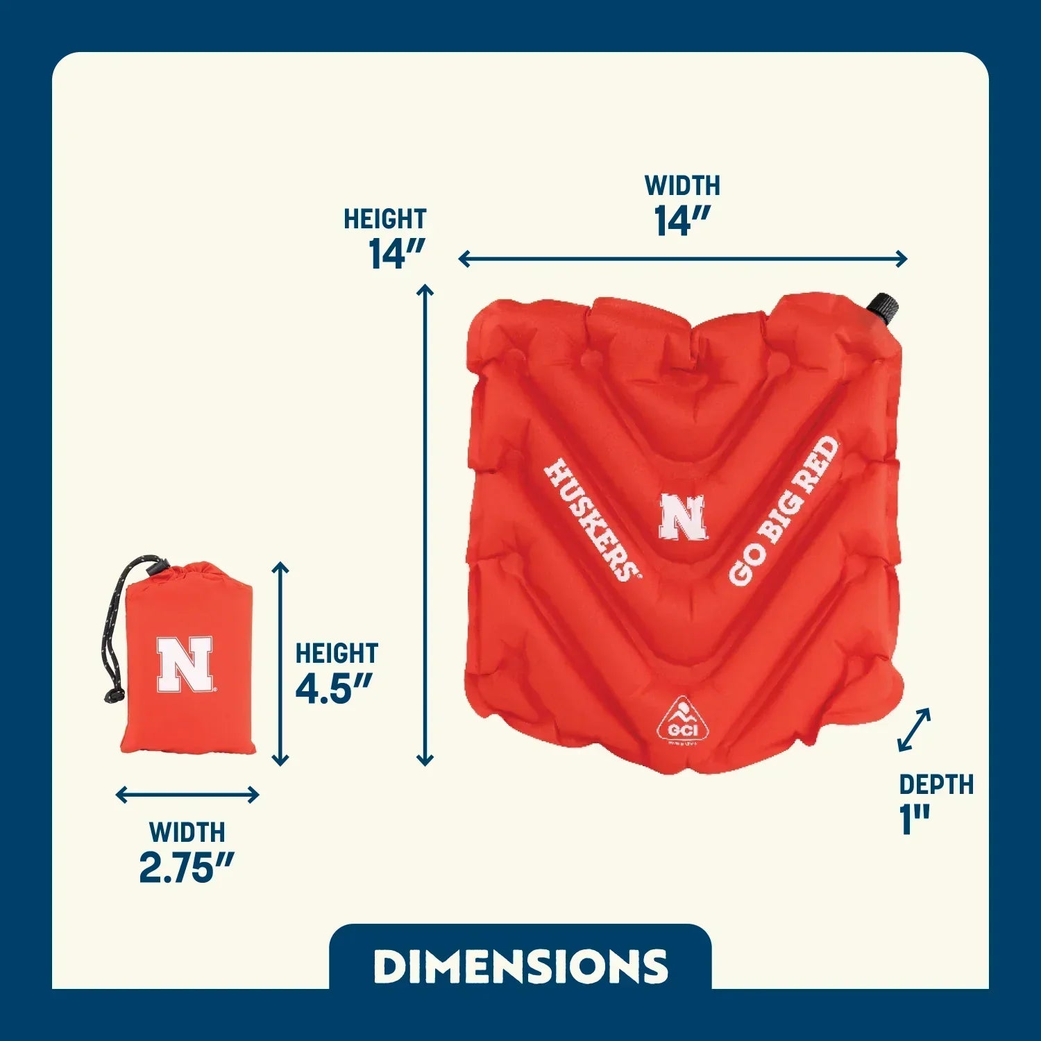 College V Seat™ Inflatable Stadium Cushion - Nebraska Cornhuskers - Essential Set